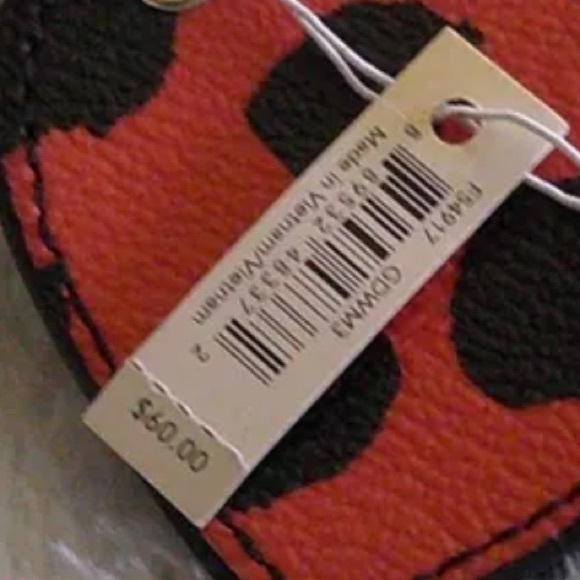 Coach NWT Leather Double Heart Mirror in Leopard Print Bag Charm Keychain - Picture 11 of 11